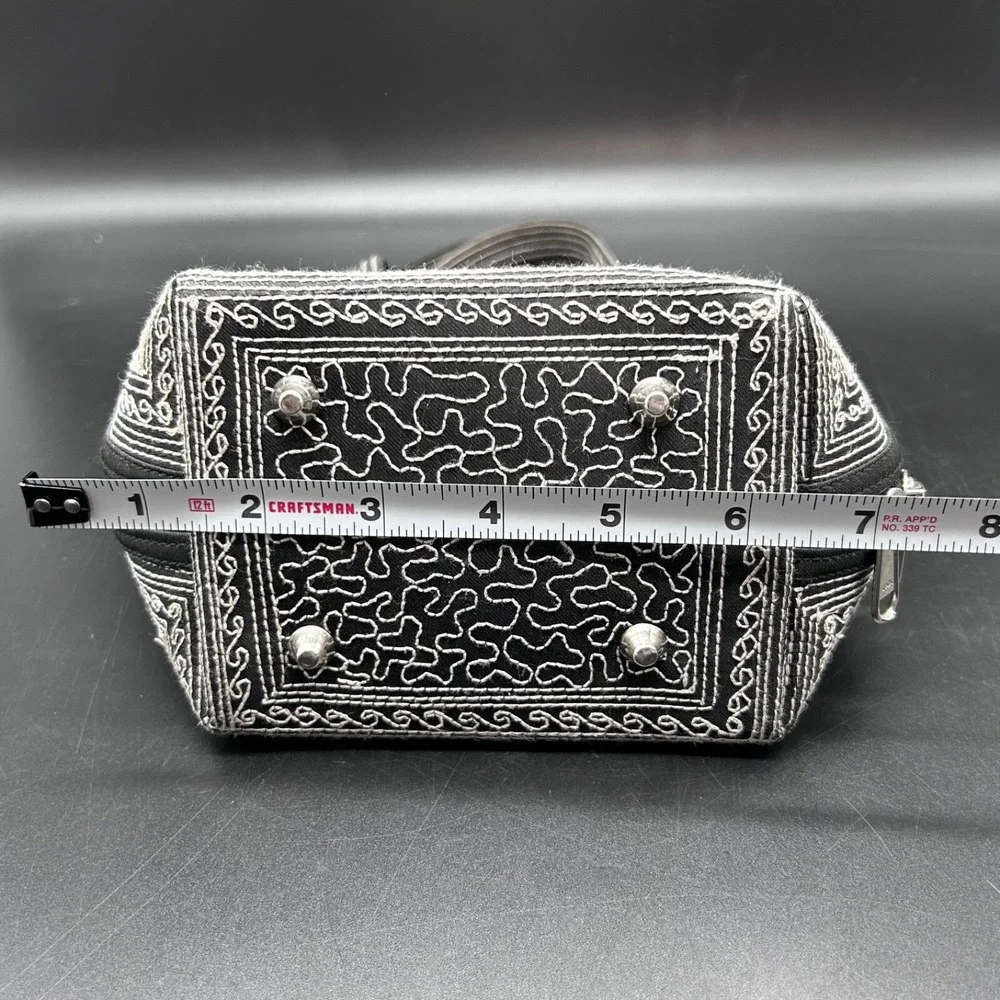 Laga Designs Embroidered Ethnic Handmade Handbag Petite Black‎ White EUC
